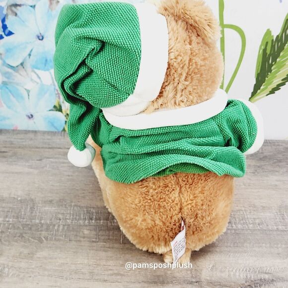 Gund Godiva Christmas Teddy Bear Plush 11" Elf Outfit Green Red 2014 Advertising - Picture 6 of 9